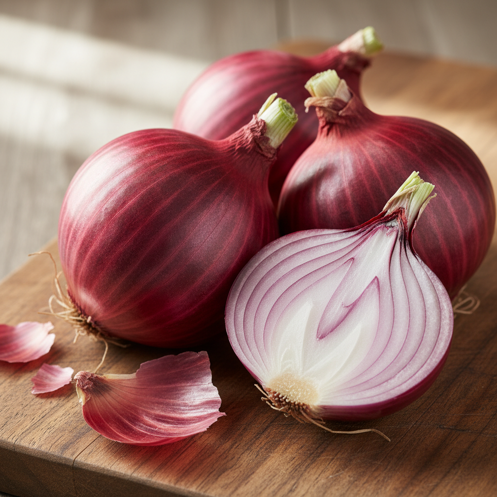 Oignons rouges frais